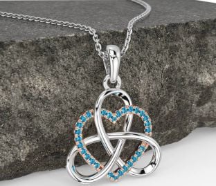Topaz White Rose Gold Celtic Trinity Knot Heart Necklace