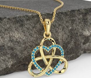 Topaz Gold Celtic Trinity Knot Heart Necklace