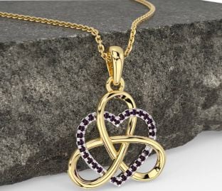 Alexandrite White Yellow Gold Celtic Trinity Knot Heart Necklace