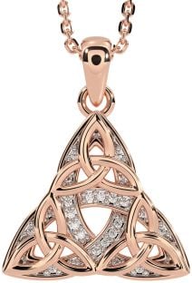 Diamond Rose Gold Celtic Trinity Knot Necklace