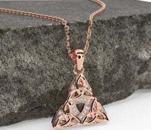 Diamond Rose Gold Celtic Trinity Knot Necklace