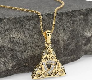 Diamond Gold Celtic Trinity Knot Necklace