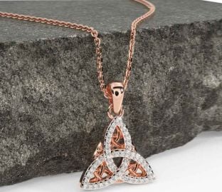 Diamond Rose Gold Celtic Trinity Knot Necklace