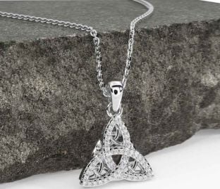 Diamond Silver Celtic Trinity Knot Necklace