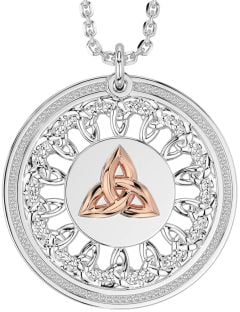 Rose Gold Silver Celtic Trinity Knot Necklace