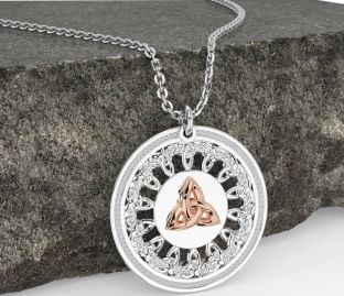 Rose Gold Silver Celtic Trinity Knot Necklace