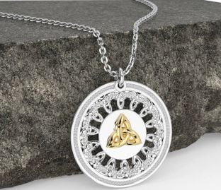 White Yellow Gold Celtic Trinity Knot Necklace