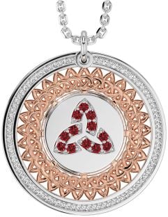 Ruby Rose Gold Silver Celtic Trinity Knot Necklace