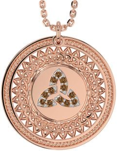 Citrine Rose Gold Silver Celtic Trinity Knot Necklace