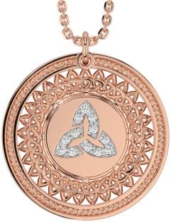 Diamant Rose Gold Silber keltisch Dreieinigkeit Knoten Halskette