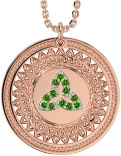 Peridot Rose Gold Silver Celtic Trinity Knot Necklace