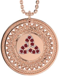 Ruby Rose Gold Silver Celtic Trinity Knot Necklace