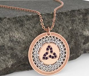 Alexandrite Rose Gold Silver Celtic Trinity Knot Necklace