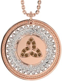 Citrine Rose Gold Silver Celtic Trinity Knot Necklace