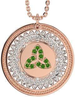 Peridot Rose Gold Silver Celtic Trinity Knot Necklace