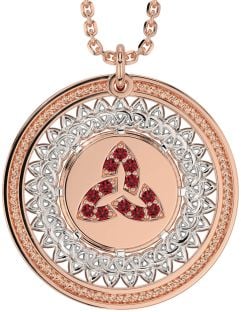 Ruby Rose Gold Silver Celtic Trinity Knot Necklace