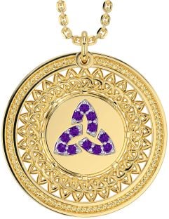 Amethyst Gold Silver Celtic Trinity Knot Necklace