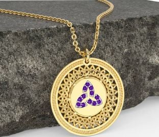 Amethyst Gold Silver Celtic Trinity Knot Necklace