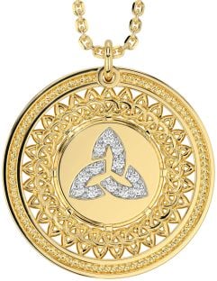 Diamant Or Argent celtique Trinité Noeud Collier