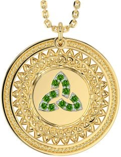 Peridot Gold Silver Celtic Trinity Knot Necklace