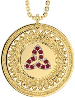 Ruby Gold Silver Celtic Trinity Knot Necklace