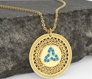 Topaz Gold Silver Celtic Trinity Knot Necklace