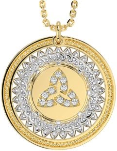 Diamond Gold Silver Celtic Trinity Knot Necklace