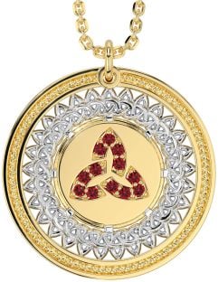 Ruby Gold Silver Celtic Trinity Knot Necklace