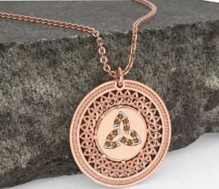 Citrine Rose Gold Celtic Trinity Knot Necklace