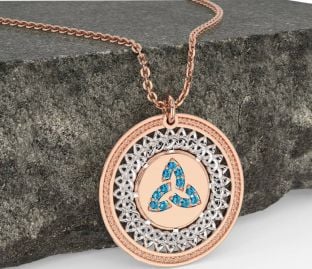 Topaz White Rose Gold Celtic Trinity Knot Necklace