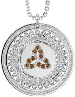 Citrine Silver Celtic Trinity Knot Necklace