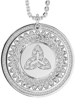 Diamond Silver Celtic Trinity Knot Necklace