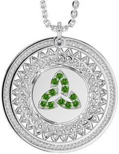 Peridot Silver Celtic Trinity Knot Necklace