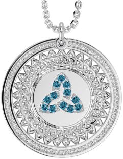 Topaz Silver Celtic Trinity Knot Necklace