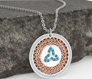 Topaz Rose Gold Silver Celtic Trinity Knot Necklace