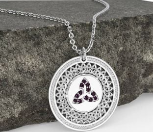 Alexandrite White Gold Celtic Trinity Knot Necklace
