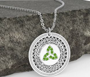 Peridot fehér Arany kelta Szentháromság Csomó Nyaklánc