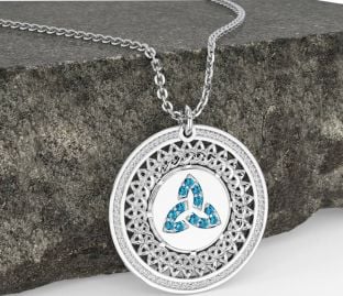 Topaz White Gold Celtic Trinity Knot Necklace
