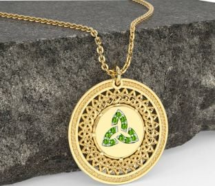 Peridot Guld Keltisk Treenighed Knude Halskæde