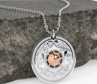 Rose Gold Silver Celtic Warrior Necklace