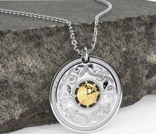 White Yellow Gold Celtic Warrior Necklace