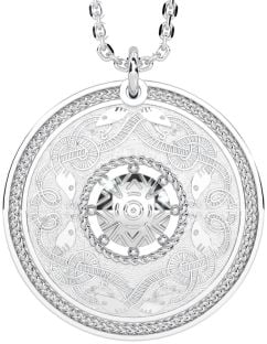 White Gold Celtic Warrior Necklace