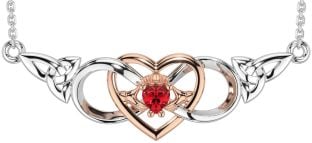 Ruby Rose Gold Silver Celtic Trinity Knot Infinity Heart Claddagh Necklace