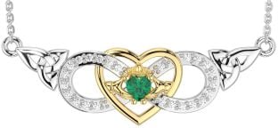 Diamond Emerald Gold Silver Celtic Trinity Knot Infinity Heart Claddagh Necklace