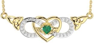 Diamond Emerald Gold Silver Celtic Trinity Knot Infinity Heart Claddagh Necklace