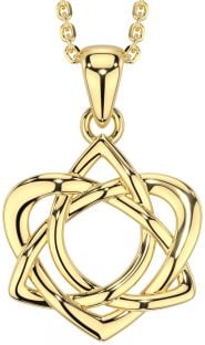 Gold Silver Celtic Trinity Knot Heart Necklace