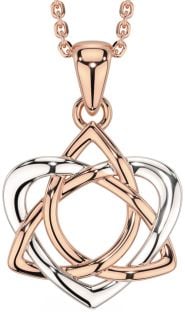 White Rose Gold Celtic Trinity Knot Heart Necklace