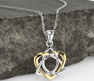 Gold Silber keltisch Dreieinigkeit Knoten Herz Halskette