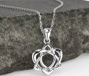 White Gold Celtic Trinity Knot Heart Necklace