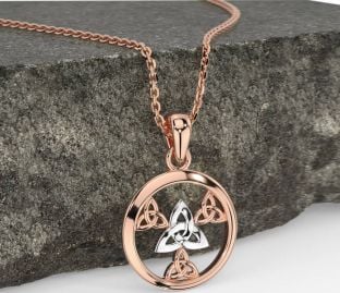 Branco Rosa Ouro céltico Trindade Nó Colar
